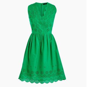 NWOT J. Crew Green Border Eyelet Dress size 20